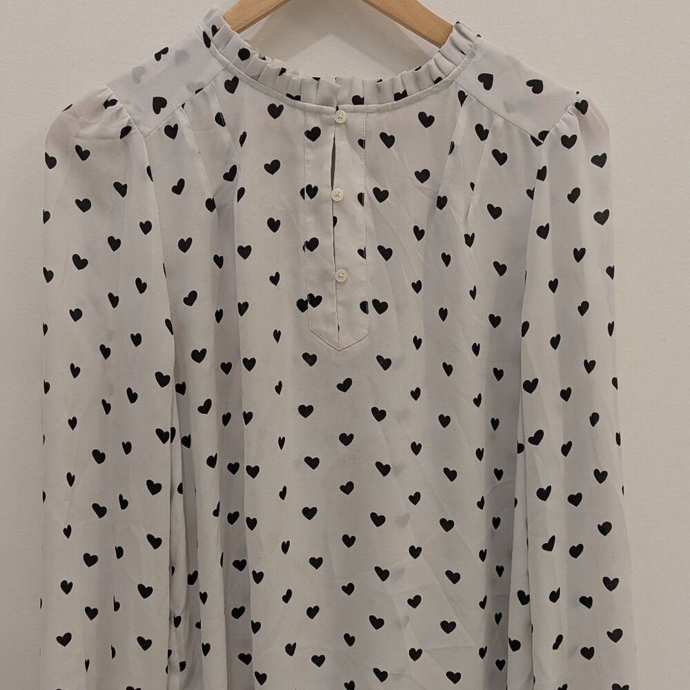 LOFT Black Heart Polka Dot Blouse